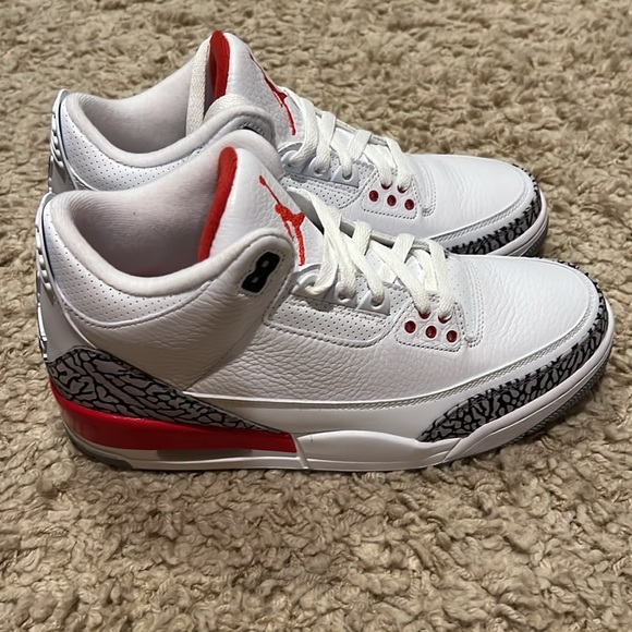 NIB Nike Air Jordan 3 Retro White, Fire Red, Cement Grey 13604116 Sneakers 9.5 - Picture 7 of 13
